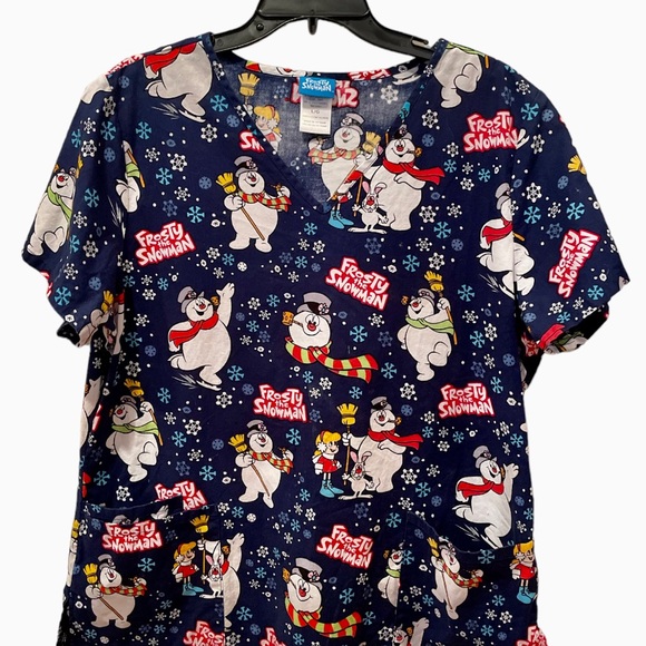 Frosty The Snowman Scrub Top Womens Size Large - Picture 3 of 8